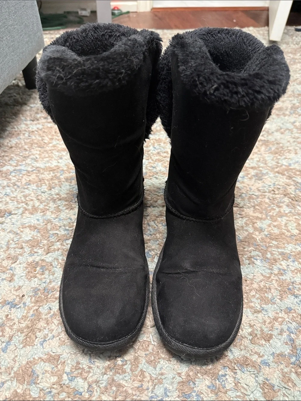 Black Women's Cozy Faux-Shearling Winter Boots 9M